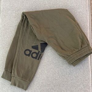 Adidas Kids Green Joggers with Black Logo